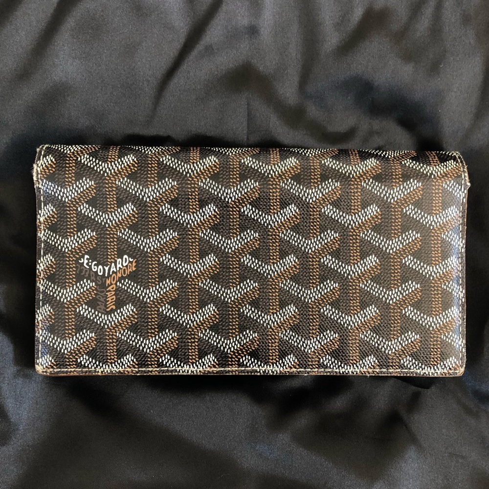 GOYARD Richelieu Leather Folded Long Wallet black brown